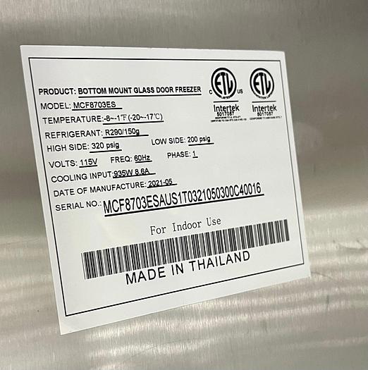 Used Atosa MCF8703ES 54 2/5" W x 31 7/10" D x 83 1/10" H Two-Section Hinged Glass Doors Freezer Merchandiser