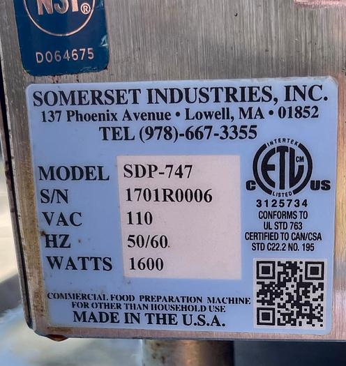 Used Somerset SDP-747 Commercial Mold Dough Press 120V - Used by Somerset