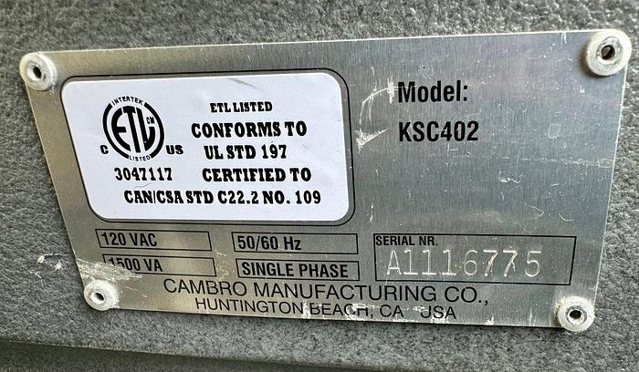 Used Cambro KSC402191 45 1/2"H Portable Sink Cart w/ (2) 4"D Bowls, Hot Water