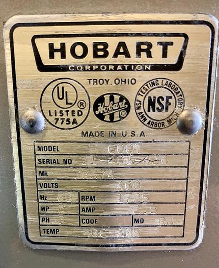 Refurbished Hobart 60 Qt mixer 2 HP 3 phase comes with SS bowl and one attachment