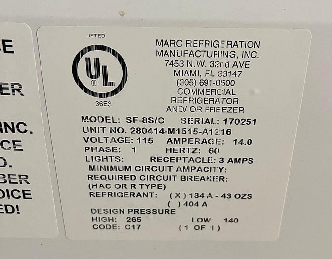 Used Marc Refrigeration SF/8S/C Self Contained 96" Deli Case manufactured 2017