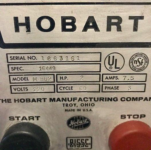 Refurbished Hobart M802 comes With Stainless Bowl, Dolly and one Attachment.