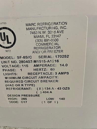 Used Marc Refrigeration SF/8S/C Self Contained 96" Deli Case manufactured 2017