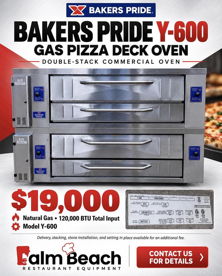 Refurbished Bakerspride Y602 Doublestack 6 pie pizza oven