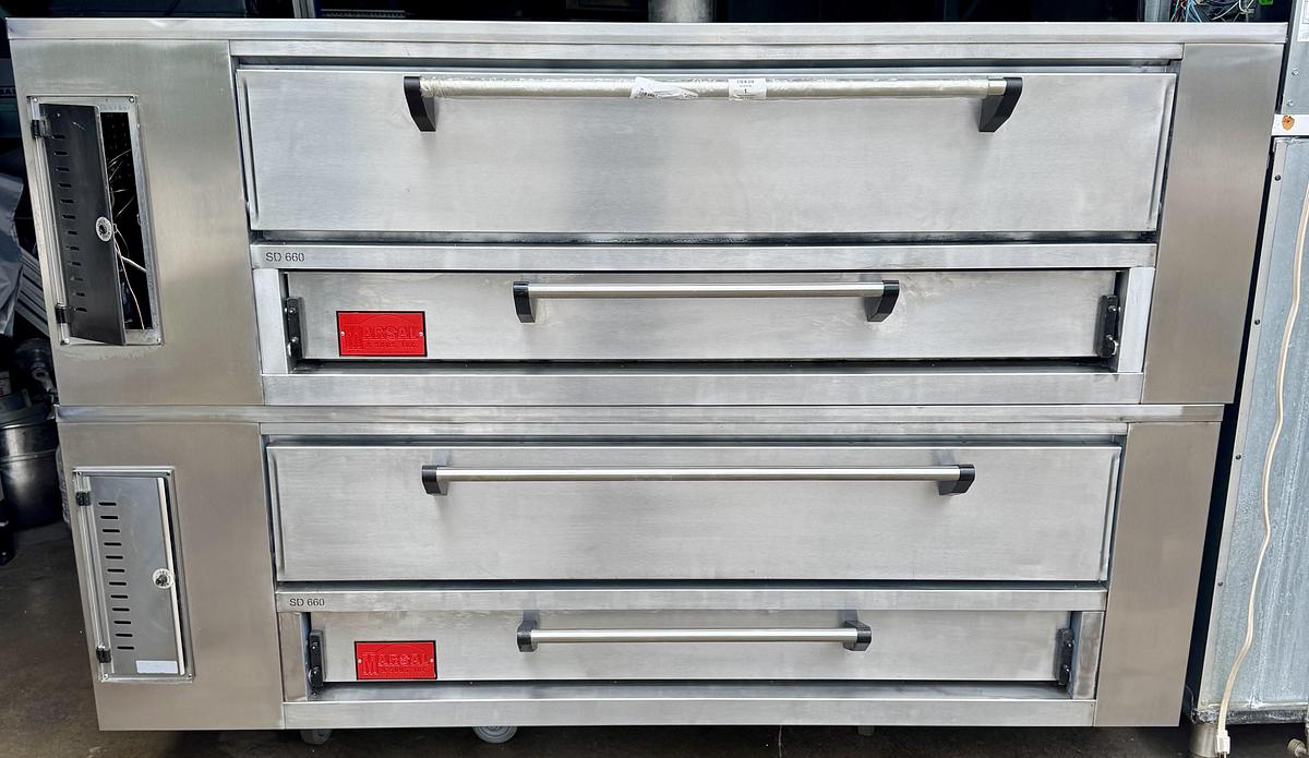 Refurbished Marsal SD-660STACKED Floor Model Double Pizza Deck Oven - Natural Gas