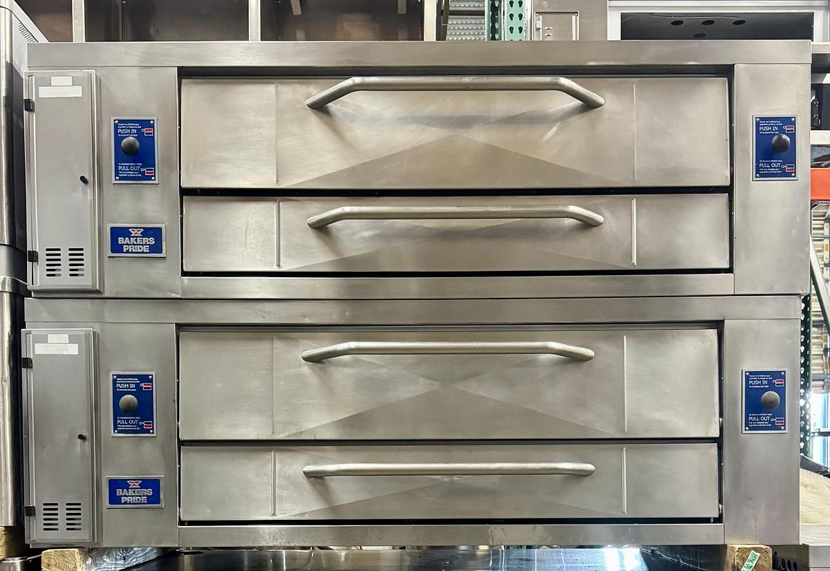 Refurbished Bakers Pride Y-602 Super Deck Floor Model Double Pizza Deck Oven