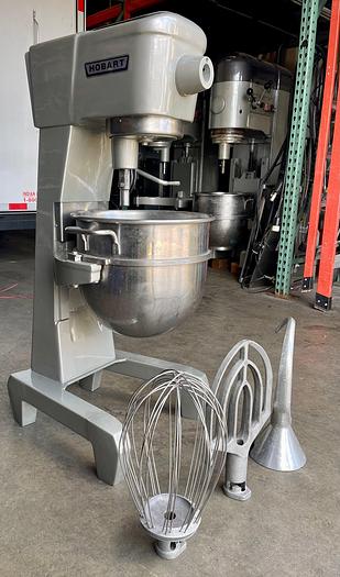 Refurbished Hobart D300t 30 quart mixer 115V comes with a stainless steel bowl and three attachments