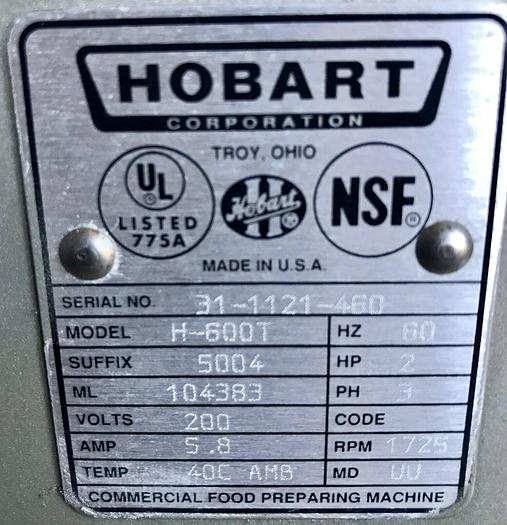 Used HOBART 60QT H-600T PLANETARY MIXER 3 phase 2HP