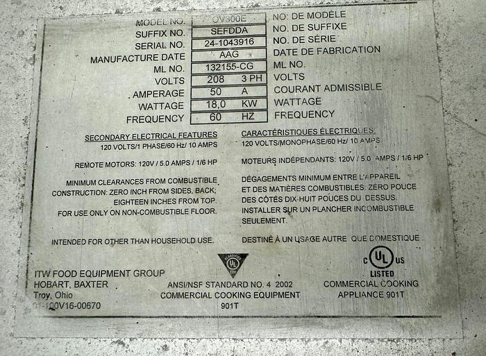 Used Baxter OV300E electric rotating mini rack oven