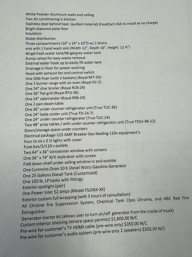 2016 Ford gas 2108 original miles 28’ food truck used only 7 times