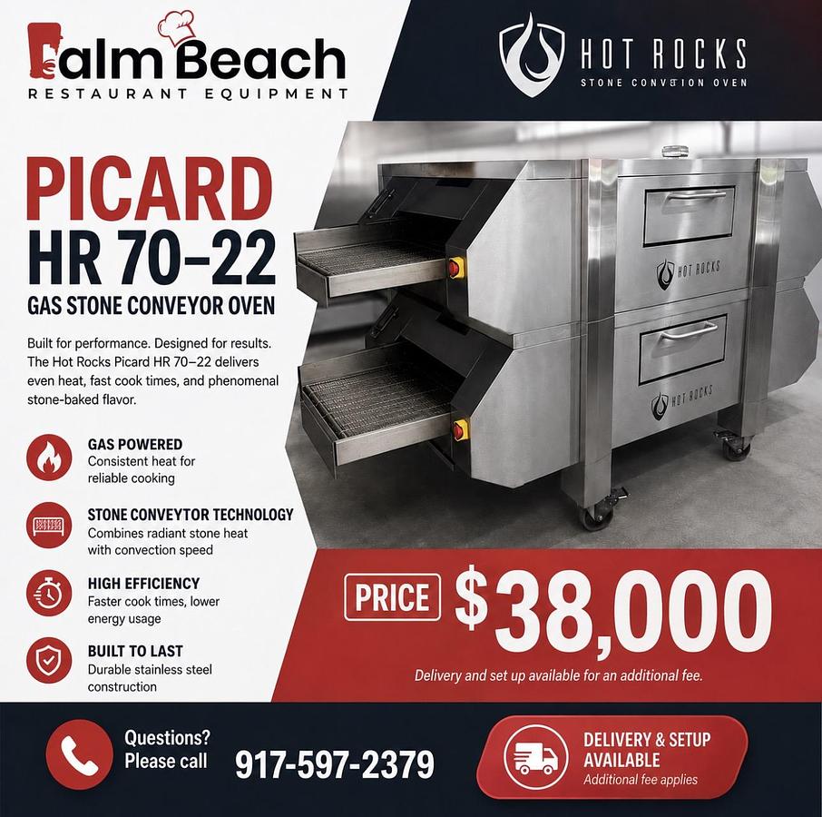 Refurbished Hot Rocks Picard HR 70-22 Gas Stone Conveyor Oven