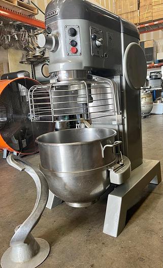 Used Hobart H600T 3 phase 2HP mixer comes with a stainless steel bowl and one attachment