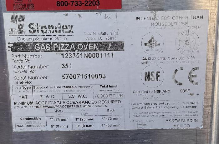Refurbished BAKER PRIDE 352 RECONDITIONED 57" GAS PIZZA DECK OVENS 300°-650°F 140,000 BTU