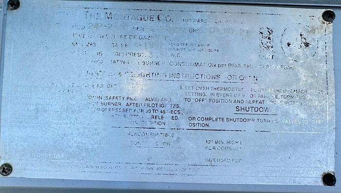 Used Montague Company 24P-2 Pizza Oven Double 8" High Decks Gas