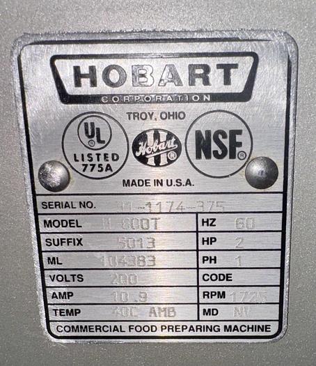 Refurbished Hobart H600T single phase 2 HP Bowlguard mixer comes with a stainless steel bowl and 1 attachment