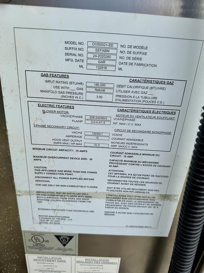 Used Baxter OV500G1EE Single Natural Gas Rotating Rack Convection Oven with Digital Controls - 180,000 BTU