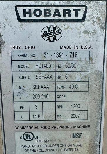 Refurbished Hobart Legacy HL1400 mixer
