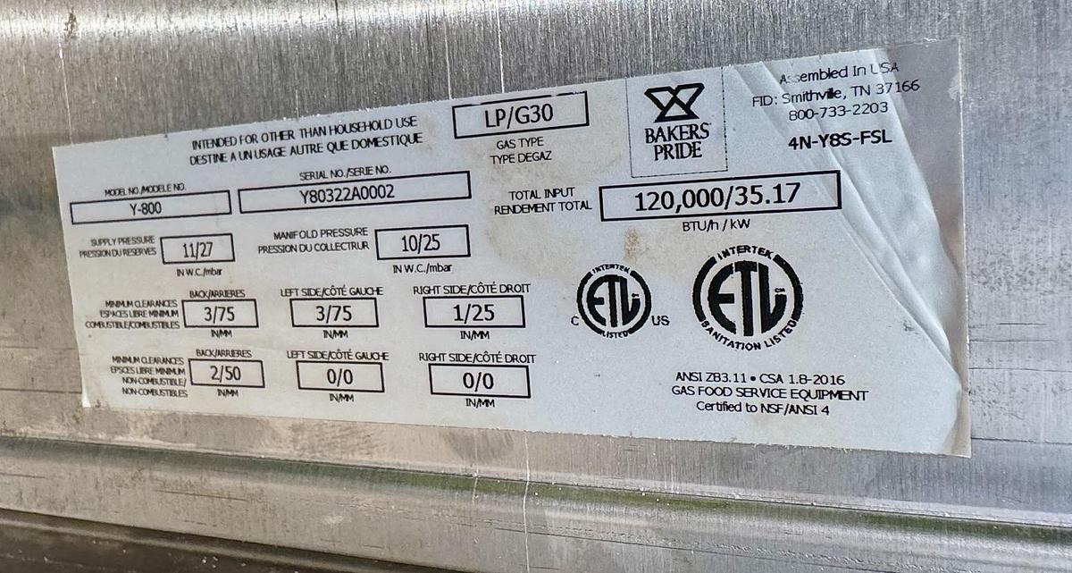 Refurbished Bakerspride Y802 reconditioned Doublestack 6 pie pizza oven