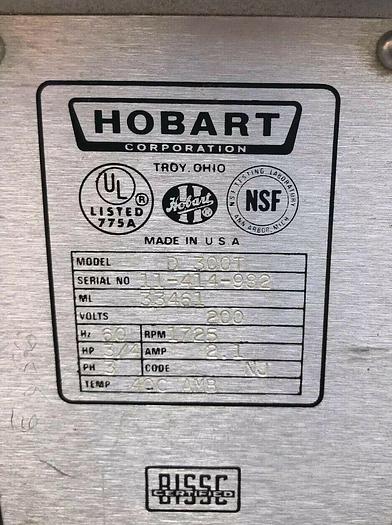 Used Hobart 30 Qt. Mixer Model D-300 208 Volt 3 Phase Used