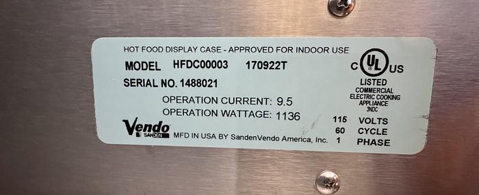 Brand New π₯ Vendo HFDC00003 35" For Multi-Product Heated Display Merchandiser
