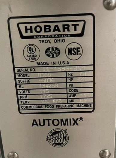 Used Hobart 30 Qt Heavy Duty Mixer D300T w/ SS Bowl, Guard and 3 Attachments