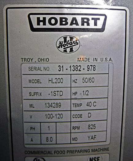 Used USED HOBART® LEGACY 20-QUART MIXER WITH BOWL GUARD, MODEL HL200
