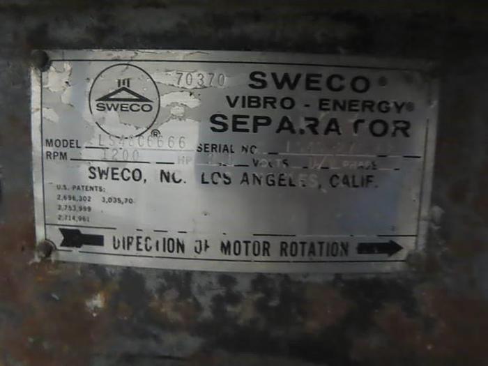 Used 48" SWECO SCREENER - C/S - 2 DECK (3 SPOUT) - TOP COVER