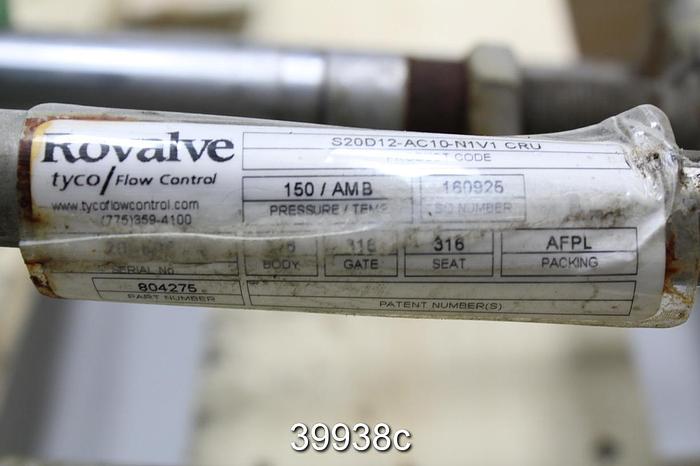 Used Rovalve 12" Air Operated Knife Gate Valve #39938