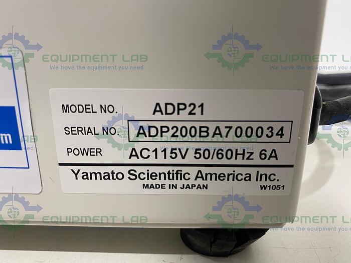 Used Yamato ADP-21 PID-Controlled Vacuum Drying Oven 250°C 120 V