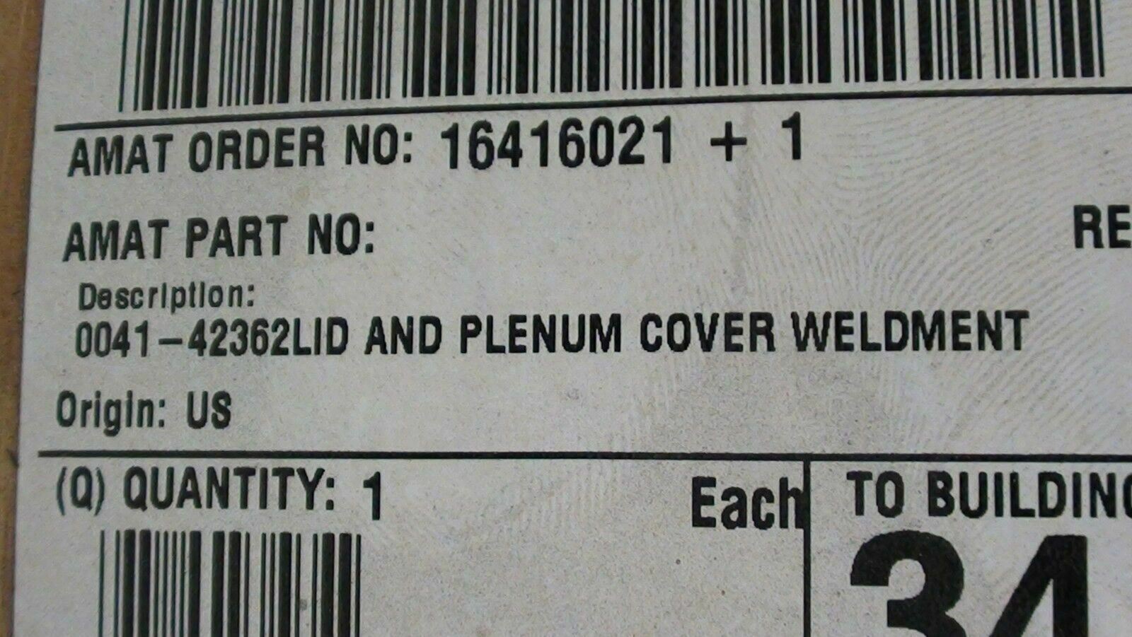 Applied Materials AMAT 0041-42362 PLENUM COVER WELMENT LID