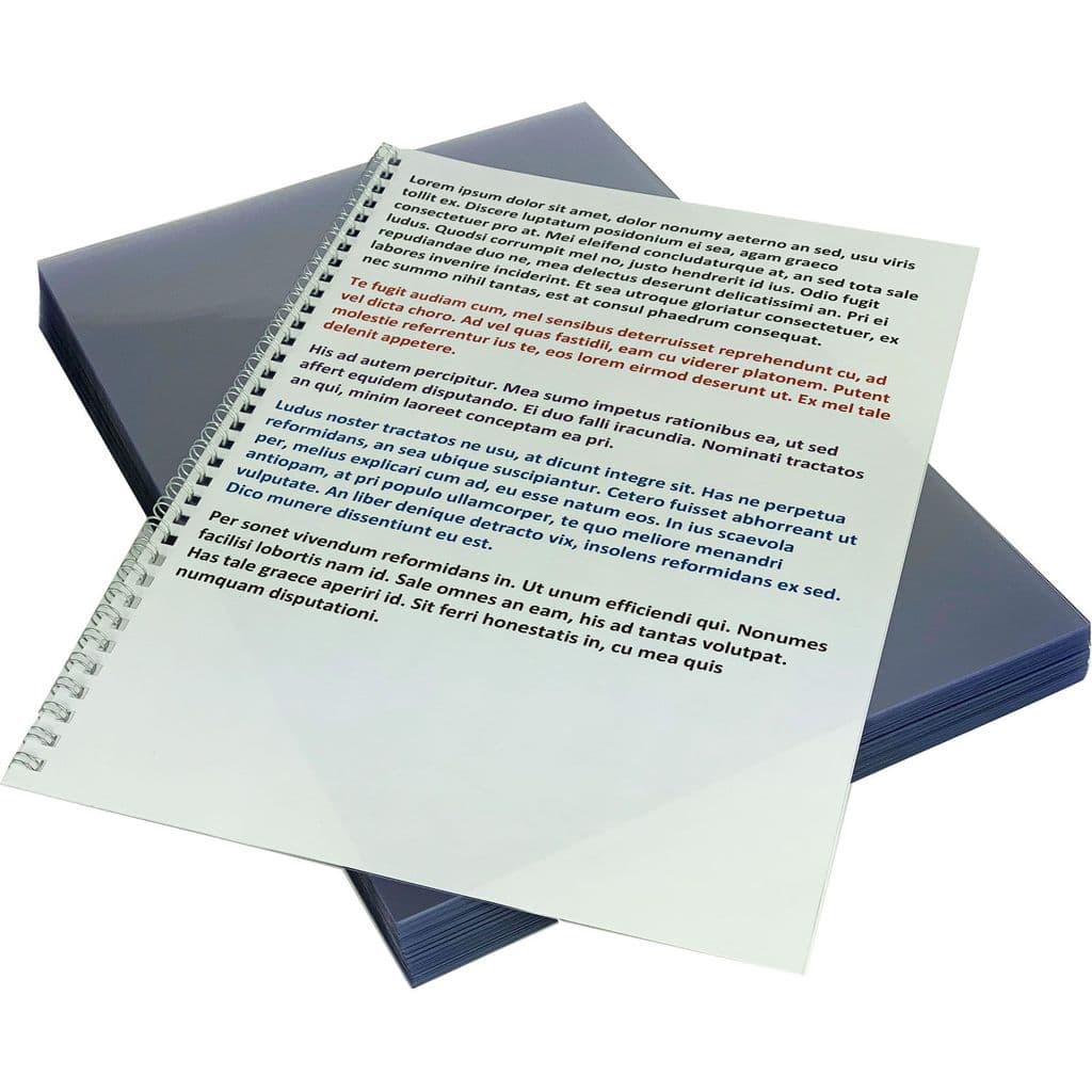 Clear PVC A4  Protective Binding Covers 180 Micron (Pack of 100)