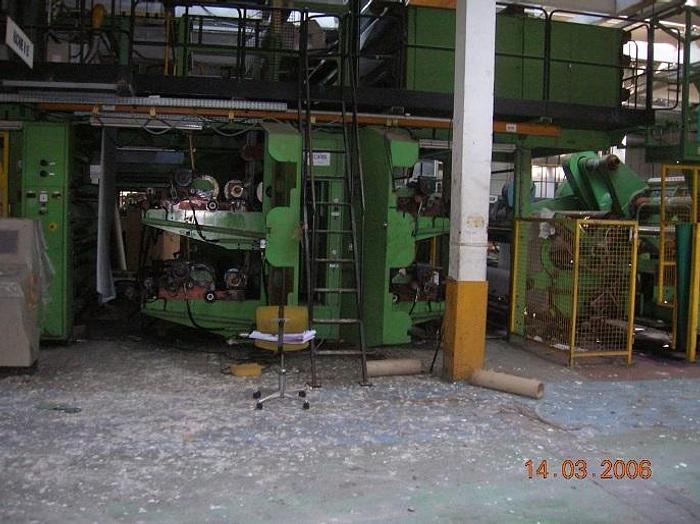 Used 90" (2300mm) ERWEPA EXTRUSION LINE W/ 4 COLOR IN LINE FLEXO PRINTING FULL LINE