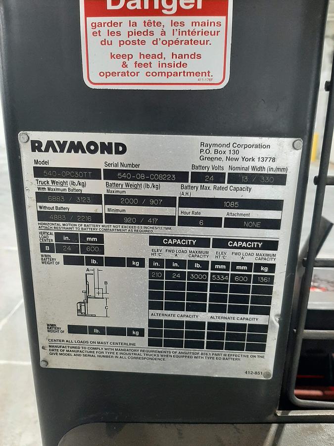 Used 2008 RAYMOND 540 OPC30TT Order Picker
