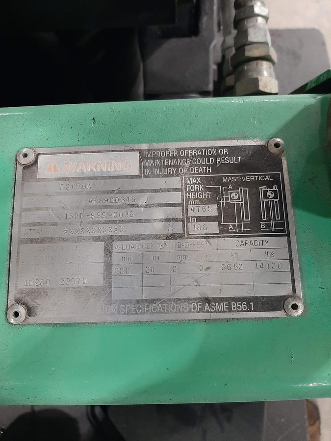 Used MITSUBISHI FGC70K – 15500 lb. Cushion Tire Forklift