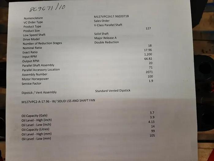 Falk V-Class M127VPC2A-2071 Gear Reducer – Brand new!