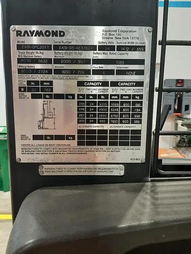 Used 2005 Raymond EASI OPC30TT Order Picker with Wire Guidance