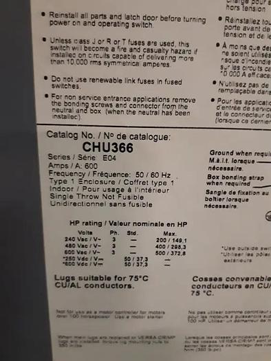 Used 600V Electrical Disconnects & Switches