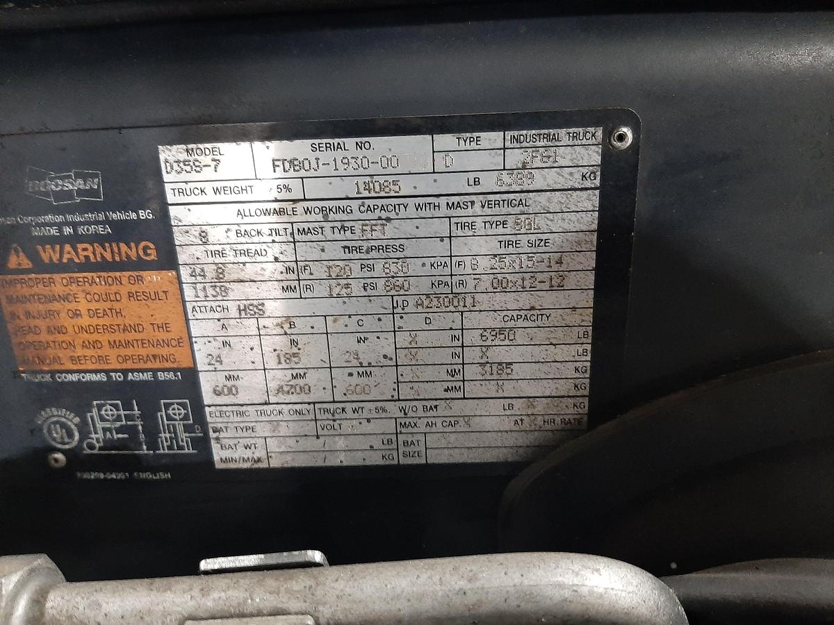 Used DOOSAN Doosan D35S-7 – Turbo Diesel Outdoor Forklift