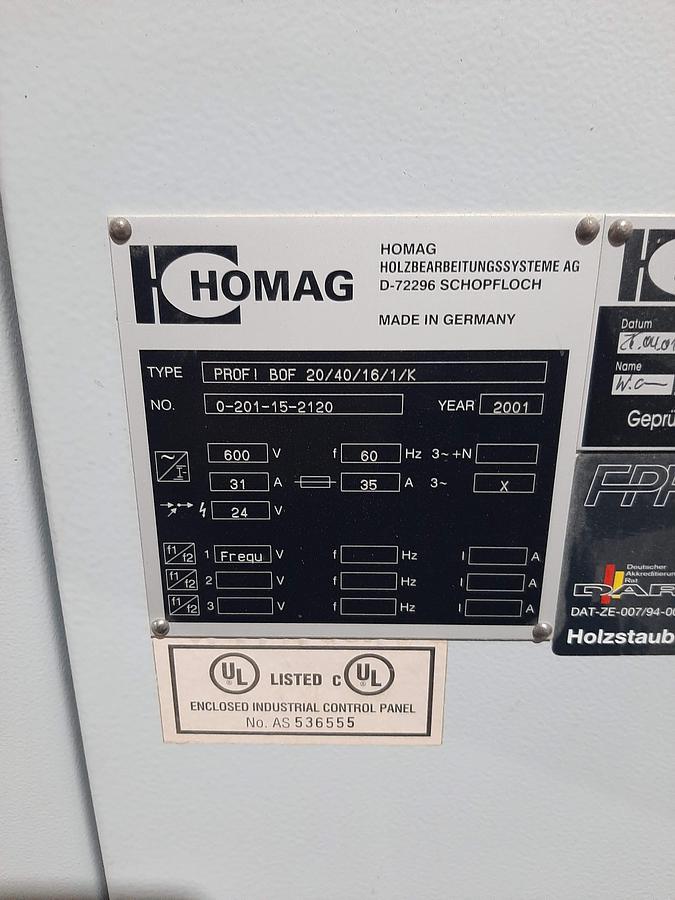 Used HOMAG 	 Profi BOF 20/40/16/1/K CNC Router