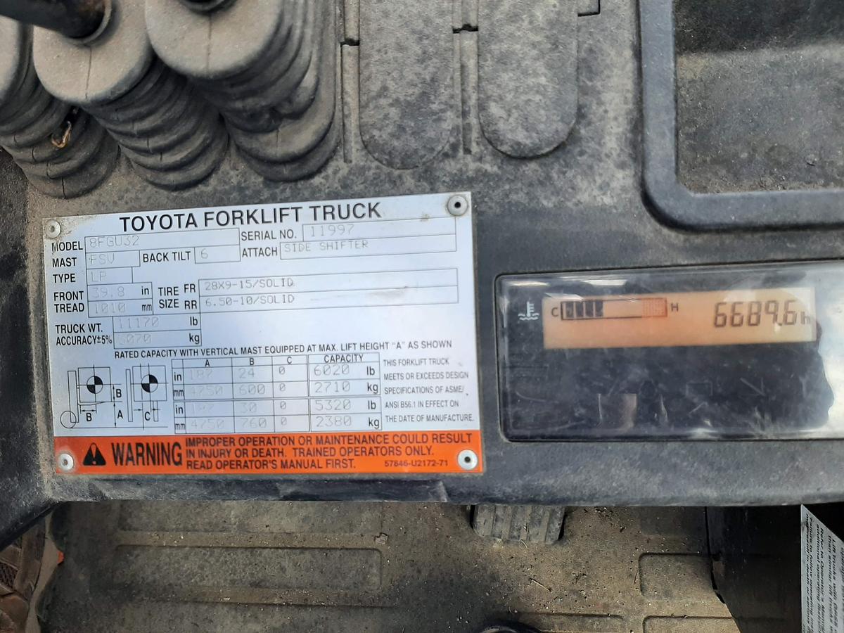 Used TOYOTA 8FGU32 Outdoor Forklift with Cab