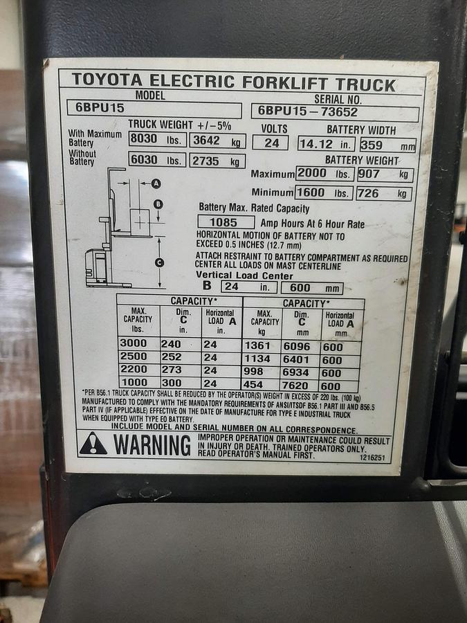 Used 2017 TOYOTA 6BPU15 Order Picker with Wire Guidance