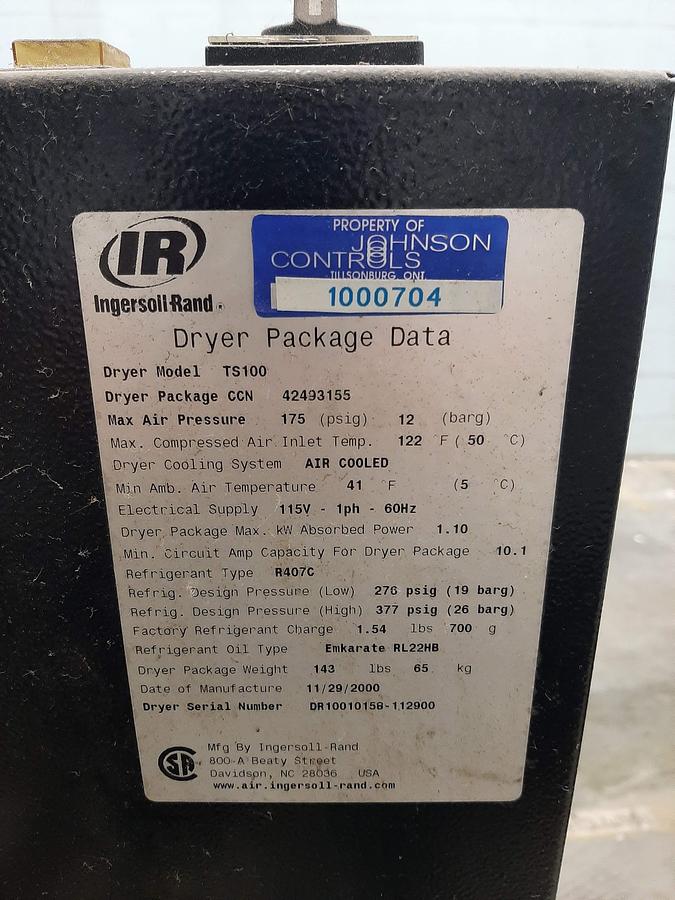 Used INGERSOLL RAND – TS100 Refrigerated Air Dryer