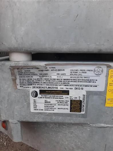 Used 2020 K-Trail 6’x12’ Galvanized Dump Trailer