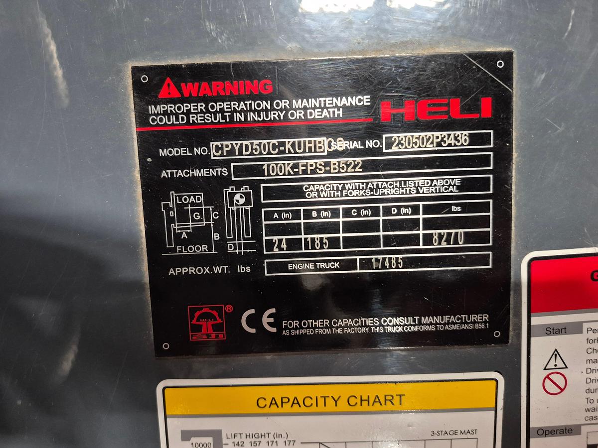 Used 2022 HELI CPYD50C - 10,000 lb. Propane Forklift