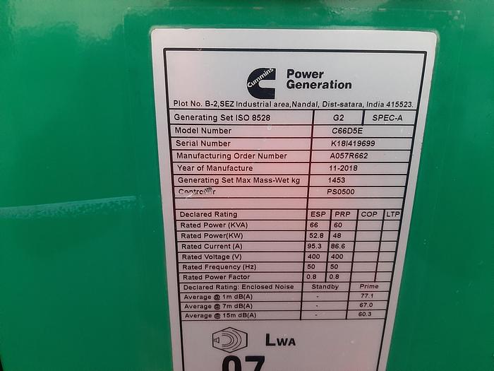 Used Choice of 66KVA Cummins Generators from €8950 +VAT