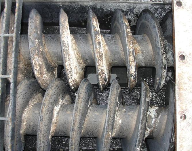 Used 12" x 128" LONG HOLLOW FLIGHT TWIN SCREW AUGER DRYER - S/S