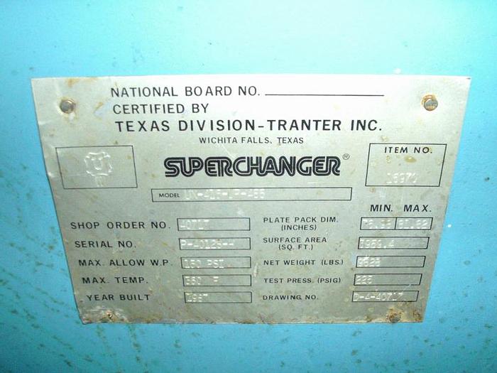 Used Used Superchanger 3959.4 square feet stainless steel plate heat exchanger