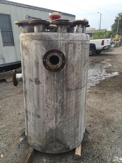 Used Apex Piping Systems approximately 240 gallon vertical carpenter 20 stainless steel storage tank