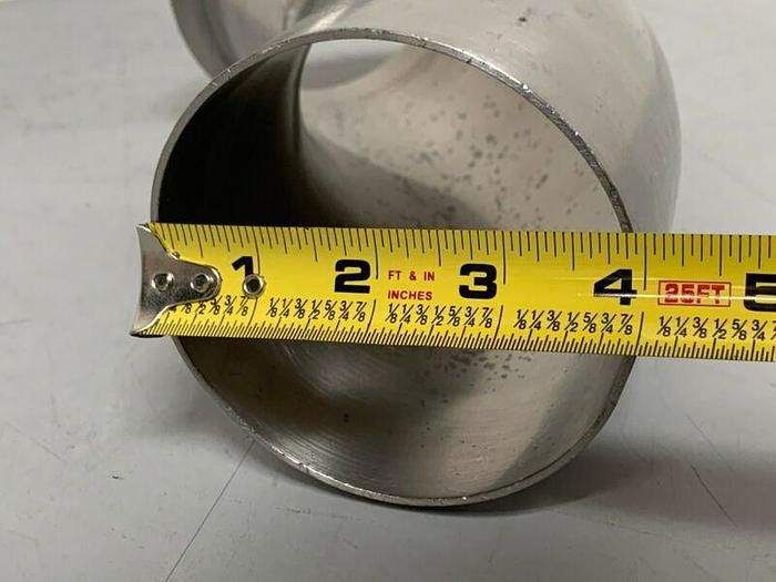 Used Stainless Steel 45 Degree Reducer w/ One Sanitary Fitting 4.5" to 4"