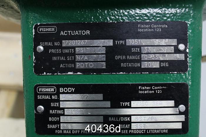 Used Fisher 3" V150 Series B Vee Ball Valve #40436